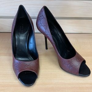 GUCCI  Brown  Peeptoe Heels EU 36.5 Us 6.5